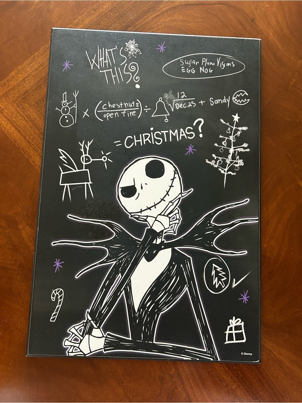 Disney Jack Skellington Black White and Purple Holiday Wall Plaque